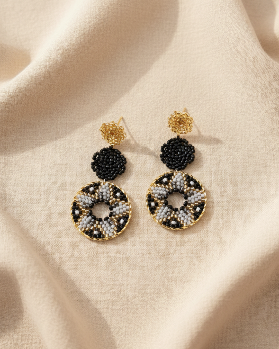 Black Gold Star Dangle Earrings