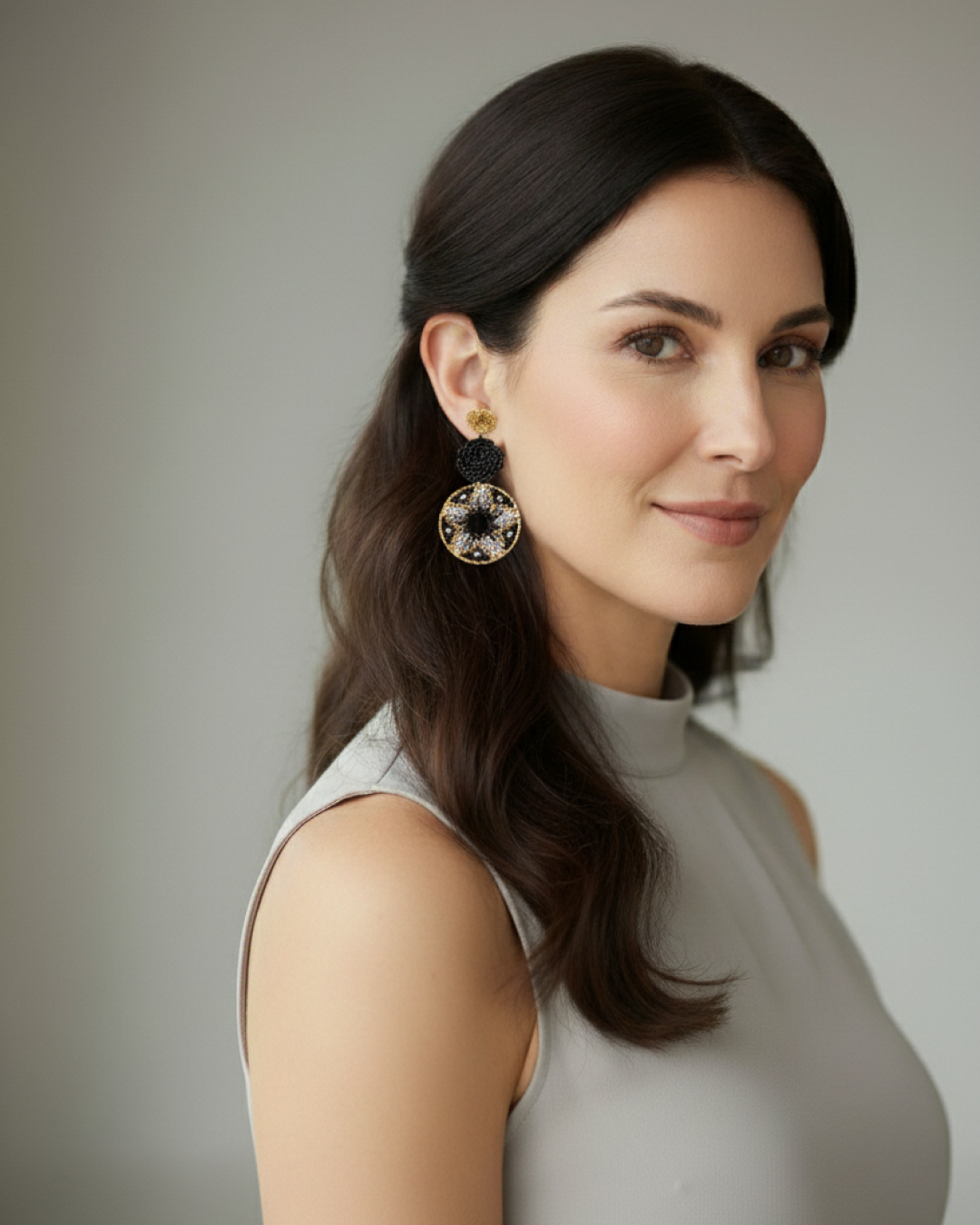 Black Gold Star Dangle Earrings